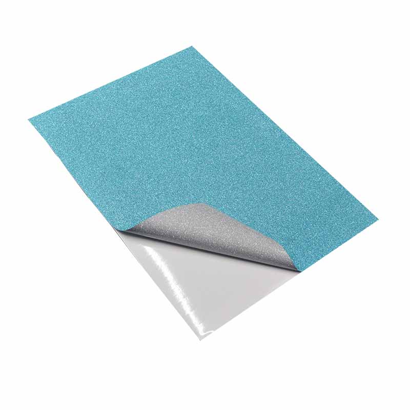 Glitter Aqua Blue Adhesive Paper